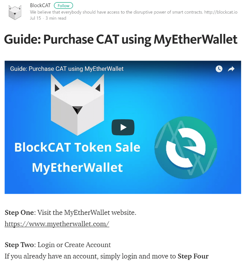 Purchase CAT using MyEtherWallet