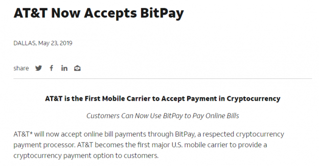 at&t accepts bitcoin