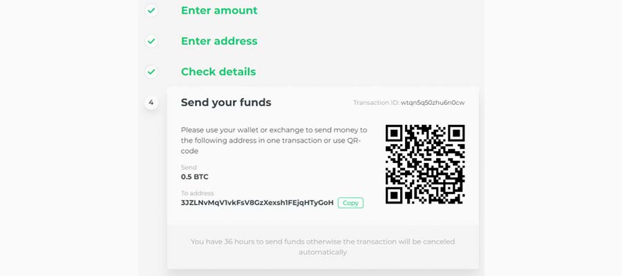 sending cryptos with changelly
