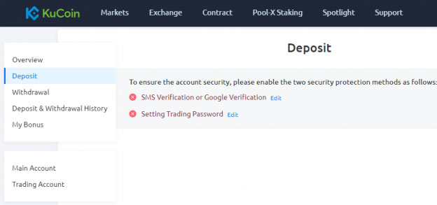 how to deposit usd in kucoin