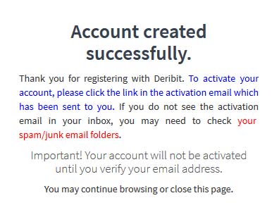 Deribit account verification