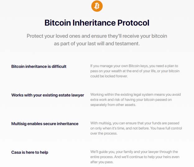 casa bitcoin inheritance protocol
