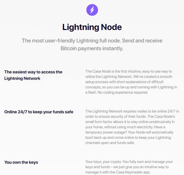 casa lightning network node