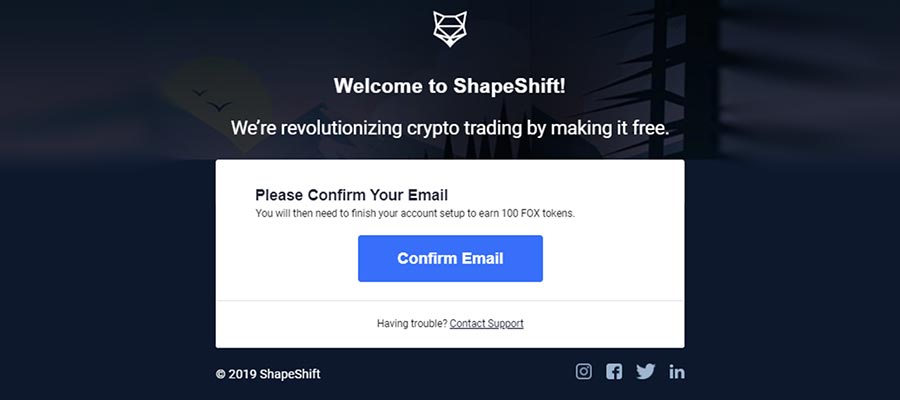 ShapeShift sign up account