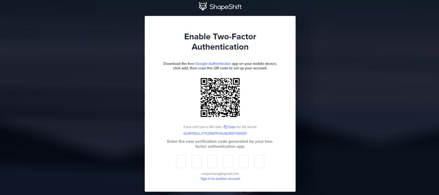ShapeShift exchange verification